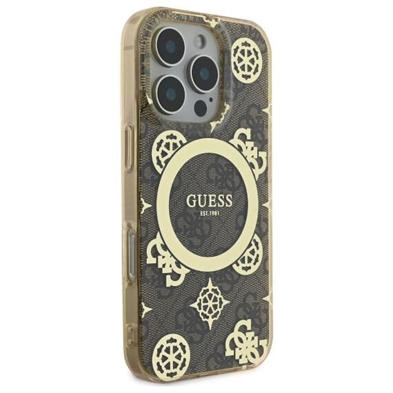 Guess IML Peony On 4G Background MagSafe Case for iPhone 16 Pro Max - Brown | Techbox