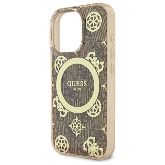 Guess IML Peony On 4G Background MagSafe Case for iPhone 16 Pro Max - Brown | Techbox