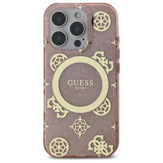 Guess IML Peony On 4G Background MagSafe Case for iPhone 16 Pro - Pink | Techbox