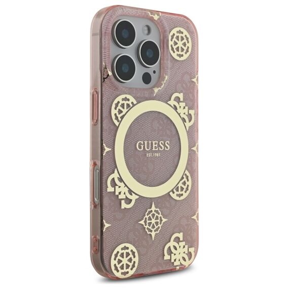 Guess IML Peony On 4G Background MagSafe Case for iPhone 16 Pro - Pink | Techbox