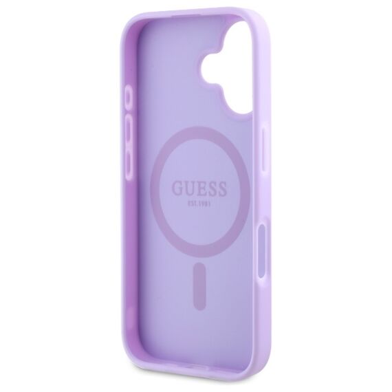 Guess Saffiano Peony Classic Logo MagSafena iPhone 16 Plus Case - Purple | Techbox