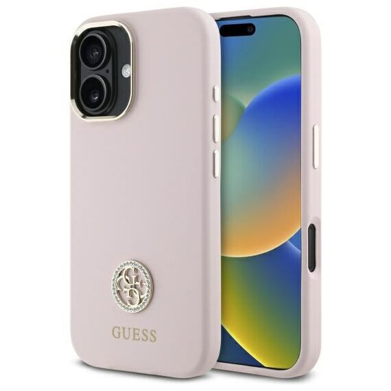 Guess GUHCP16SM4DGPP iPhone 16 6.1" light pink/pink hardcase Silicone Logo Strass 4G - Apple Cases - Cases - Techbox