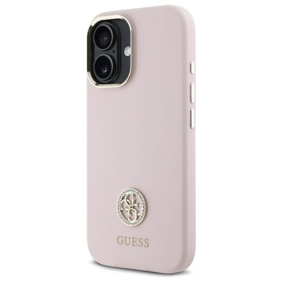 Guess GUHCP16SM4DGPP iPhone 16 6.1" light pink/pink hardcase Silicone Logo Strass 4G - Apple Cases - Cases - Techbox