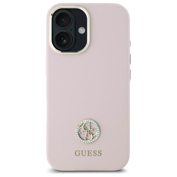 Guess GUHCP16SM4DGPP iPhone 16 6.1" light pink/pink hardcase Silicone Logo Strass 4G - Apple Cases - Cases - Techbox