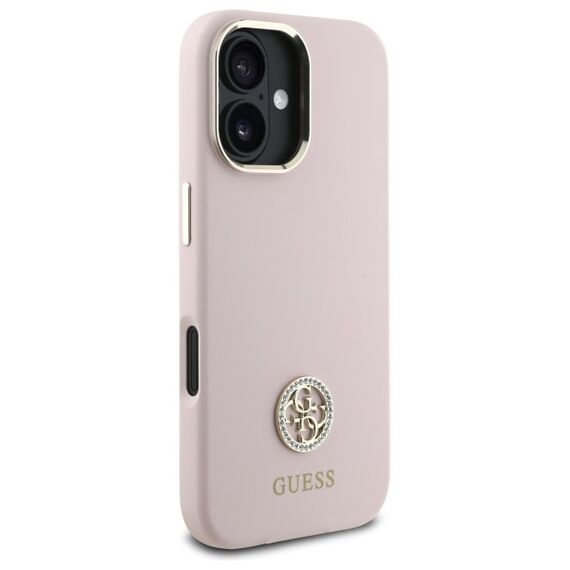 Guess GUHCP16SM4DGPP iPhone 16 6.1" light pink/pink hardcase Silicone Logo Strass 4G - Apple Cases - Cases - Techbox