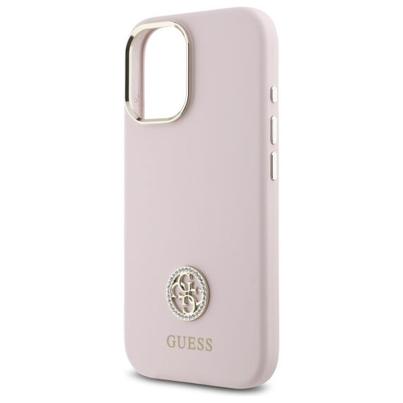 Guess GUHCP16SM4DGPP iPhone 16 6.1" light pink/pink hardcase Silicone Logo Strass 4G - Apple Cases - Cases - Techbox