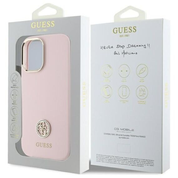 Guess GUHCP16SM4DGPP iPhone 16 6.1" light pink/pink hardcase Silicone Logo Strass 4G - Apple Cases - Cases - Techbox
