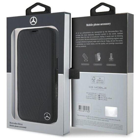 Mercedes Leather Wood Imitation iPhone 16 Case - Black | Techbox