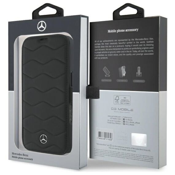 Mercedes MB Waves Leather Case for iPhone 16 Pro Max - Black | Techbox
