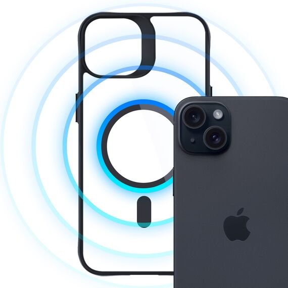3mk Satin Armor MagCase with MagSafe for iPhone 15 Plus - Clear with Black Frame