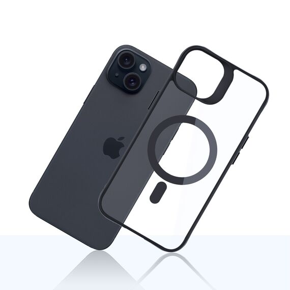 3mk Satin Armor MagCase with MagSafe for iPhone 15 Plus - Clear with Black Frame