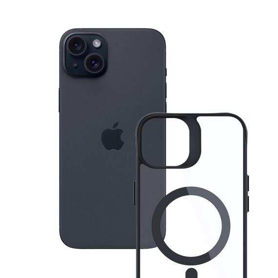 3mk Satin Armor MagCase with MagSafe for iPhone 15 Plus - Clear with Black Frame