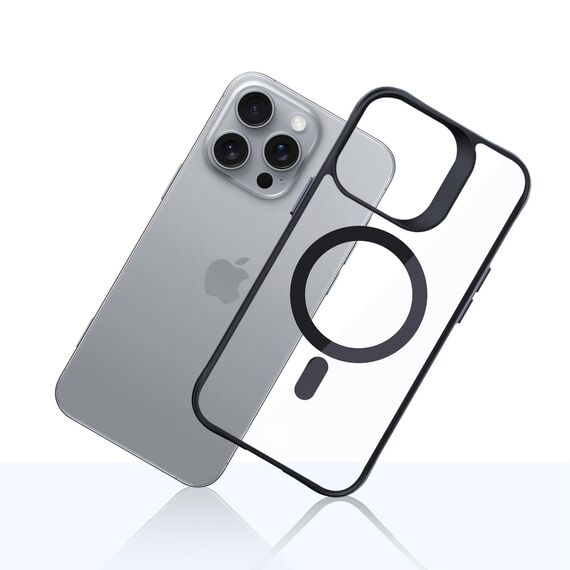 3mk Satin Armor MagCase with MagSafe for iPhone 16 Pro - Clear with Black Frame
