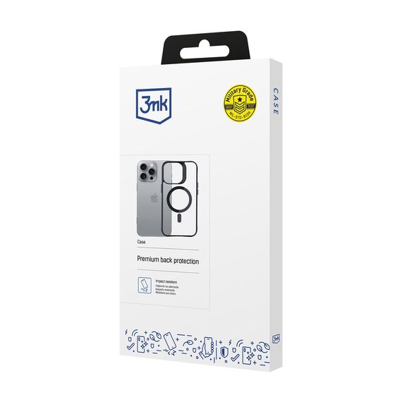 3mk Satin Armor MagCase with MagSafe for iPhone 16 Pro - Clear with Black Frame