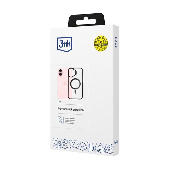 3mk Satin Armor MagCase with MagSafe for iPhone 16 Plus - Clear with Black Frame