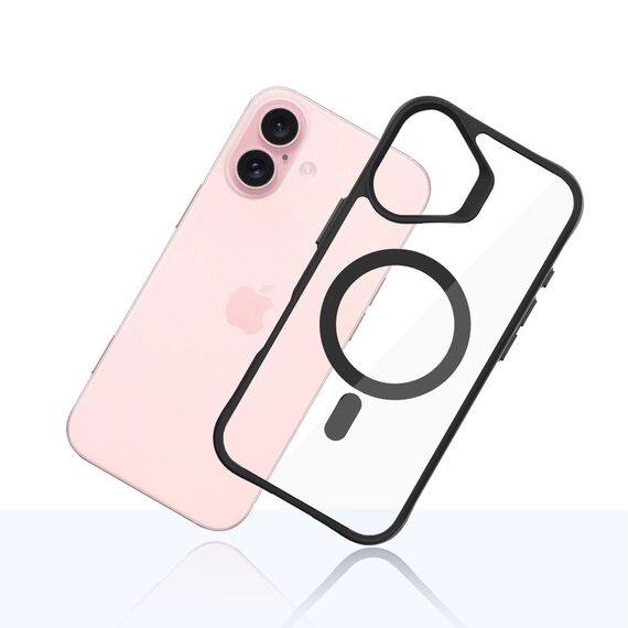 3mk Satin Armor MagCase with MagSafe for iPhone 16 Plus - Clear with Black Frame