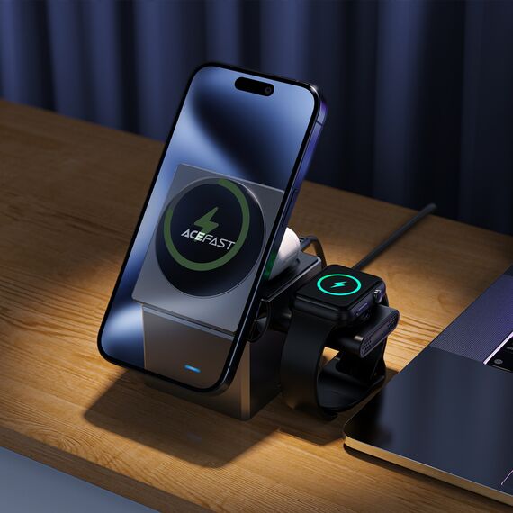Acefast E18 Rubik's Cube 3 in 1 Inductive Charger - Black - Powerbanks - Smartphone Chargers - Techbox