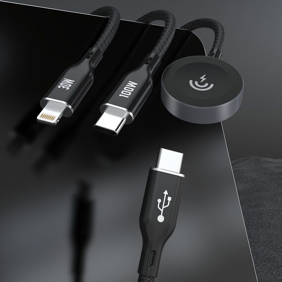 Apple Watch Dudao A12Max+ PD 100W 3in1 Charger Cable: USB-C Lightning 1.2m - Black | Techbox