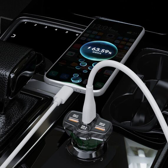 Dudao R78 78W Car Charger USB-C PD / 2xUSB-A QC - Black | Techbox