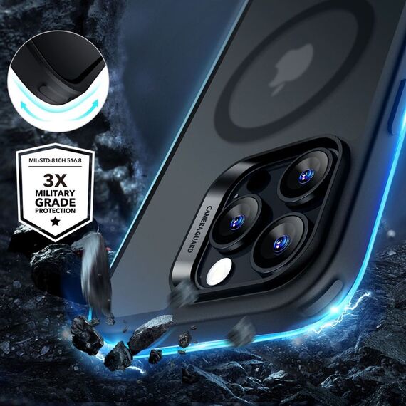 ESR Classic Hybrid Halolock MagSafe Case Set + Tempered Glass for iPhone 16 Pro Max - Semi-Transparent with Black Frame | Techbox