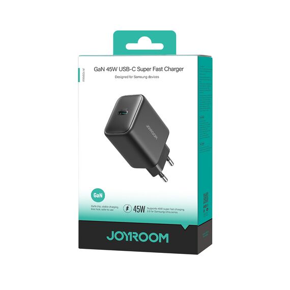 Joyroom JR-TCG13 45W GaN Wall Charger for Samsung Ultra - Black - Travel Chargers - Smartphone Chargers - Techbox