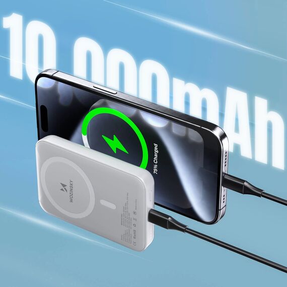 Wozinsky WRW349YWS 10,000 mAh Magnetic Power Bank - White | Techbox