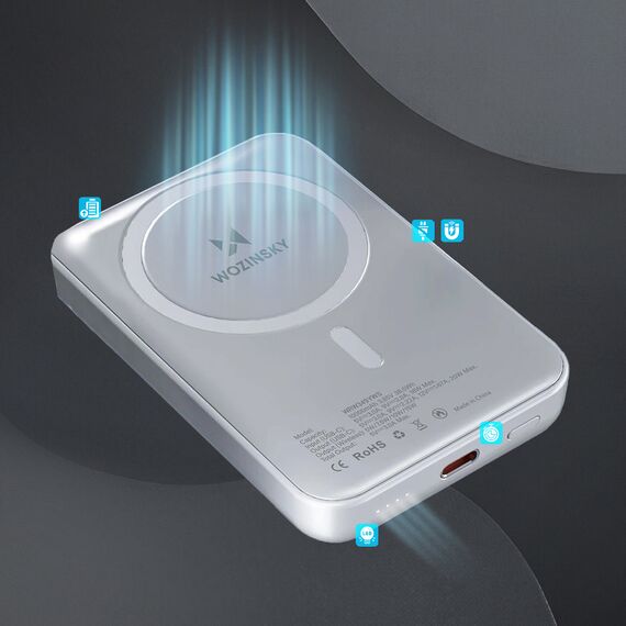 Wozinsky WRW349YWS 10,000 mAh Magnetic Power Bank - White | Techbox