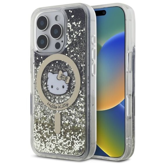 Hello Kitty Liquid Glitter Fever MagSafe iPhone 16 Pro Case - Gold | Techbox