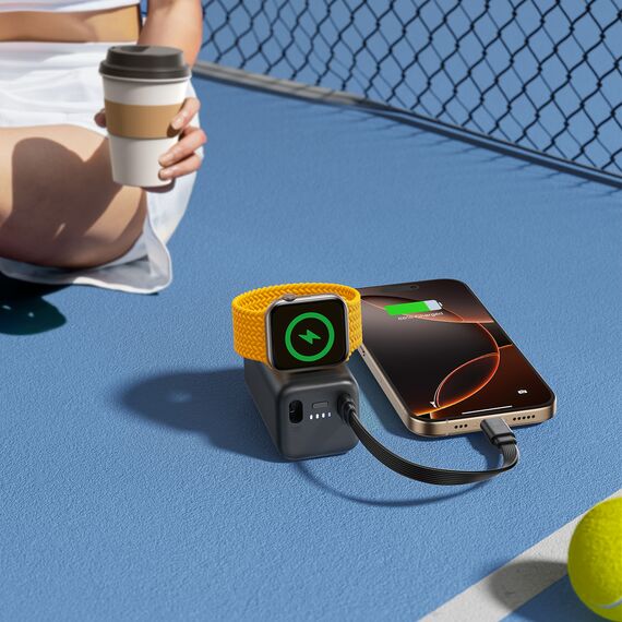 Joyroom JR-W13 5000mAh Wireless Power Bank for Apple Watch + USB-C and Lightning – Black | Techbox