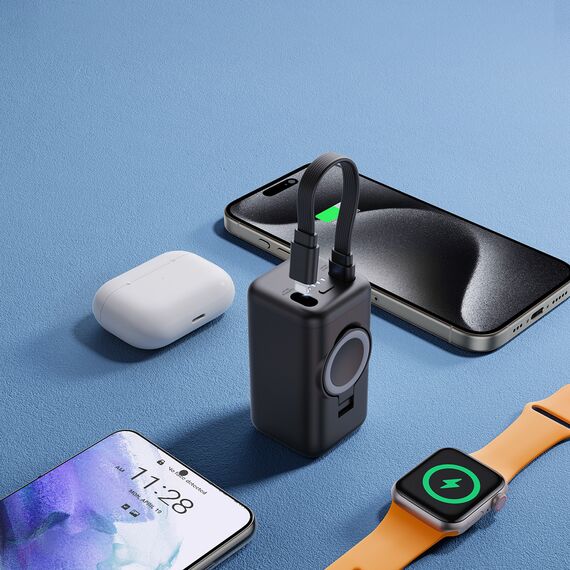 Joyroom JR-W13 5000mAh Wireless Power Bank for Apple Watch + USB-C and Lightning – Black | Techbox