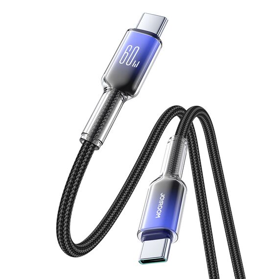 Joyroom S-A42 Crystal-Clear Series 60W USB-C - USB-C cable 1.2m - black - Cables & Adapters - Cables & Accessories - Techbox