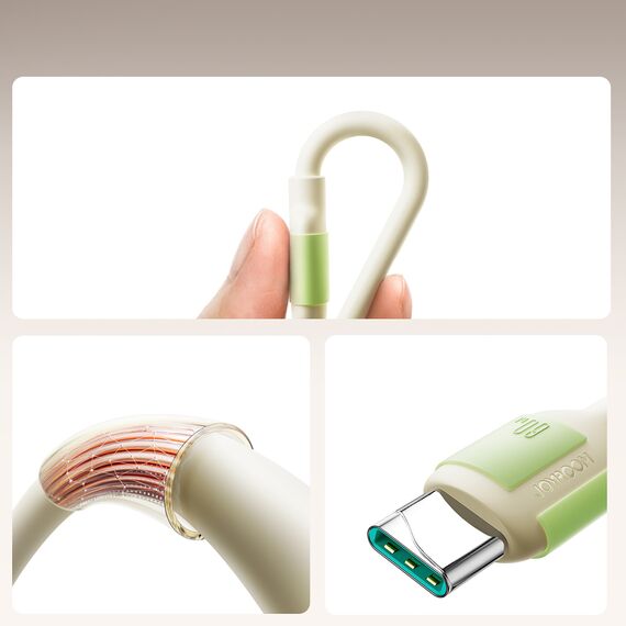 Joyroom S-A53 60W USB-C Cable - USB-C with fluorescent tip 2 m - beige - Cables & Adapters - Cables & Accessories - Techbox