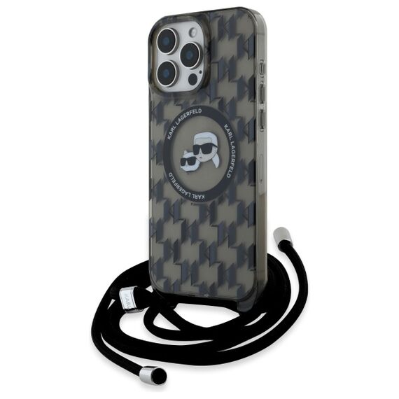 Karl Lagerfeld IML Crossbody Monogram Karl &amp; Choupette Head MagSafe Case for iPhone 16 Pro Max - Black | Techbox