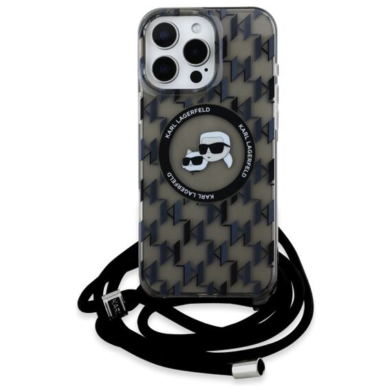 Karl Lagerfeld IML Crossbody Monogram Karl &amp; Choupette Head MagSafe Case for iPhone 16 Pro Max - Black | Techbox
