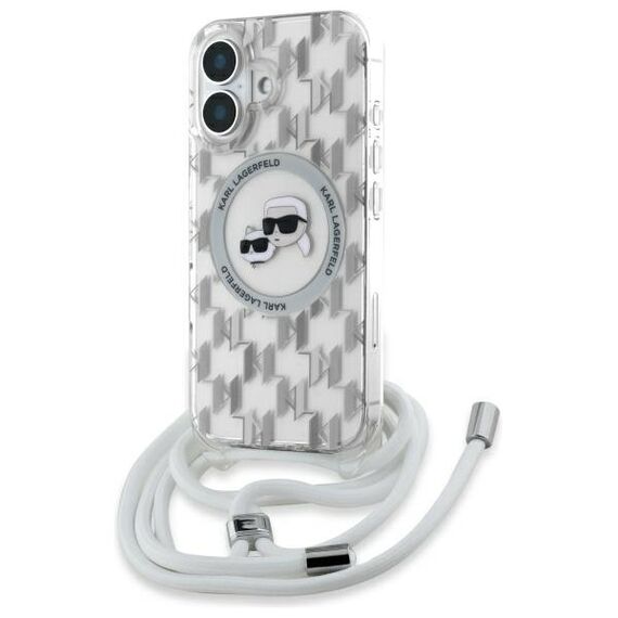 Karl Lagerfeld KLHMP16SHCKCKLCT iPhone 16 6.1" transparent hardcase IML Crossbody Monogram Karl &amp; Choupette Head MagSafe - Apple Cases - Cases - Techbox
