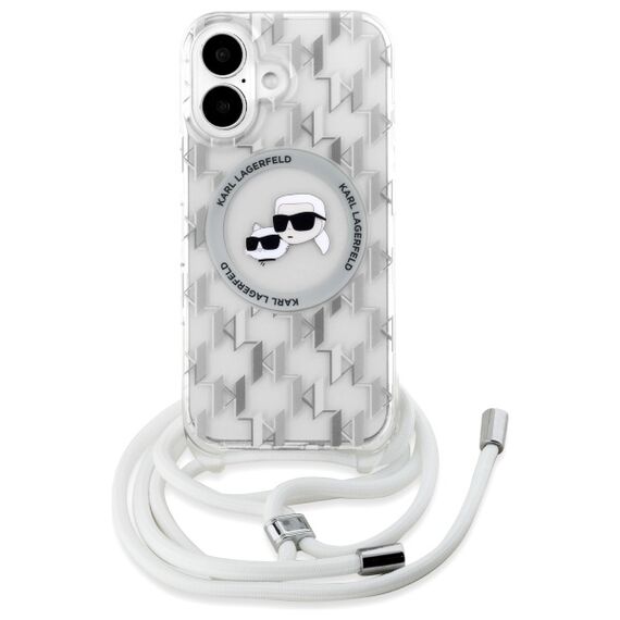 Karl Lagerfeld KLHMP16SHCKCKLCT iPhone 16 6.1" transparent hardcase IML Crossbody Monogram Karl &amp; Choupette Head MagSafe - Apple Cases - Cases - Techbox