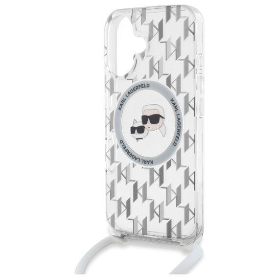 Karl Lagerfeld KLHMP16SHCKCKLCT iPhone 16 6.1" transparent hardcase IML Crossbody Monogram Karl &amp; Choupette Head MagSafe - Apple Cases - Cases - Techbox
