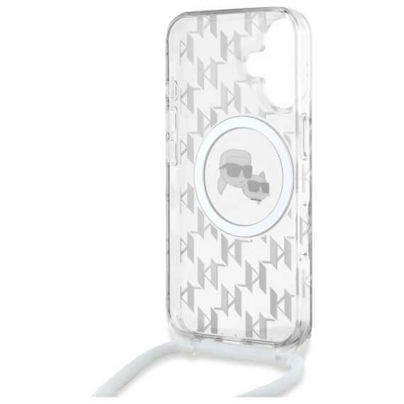 Karl Lagerfeld KLHMP16SHCKCKLCT iPhone 16 6.1" transparent hardcase IML Crossbody Monogram Karl &amp; Choupette Head MagSafe - Apple Cases - Cases - Techbox