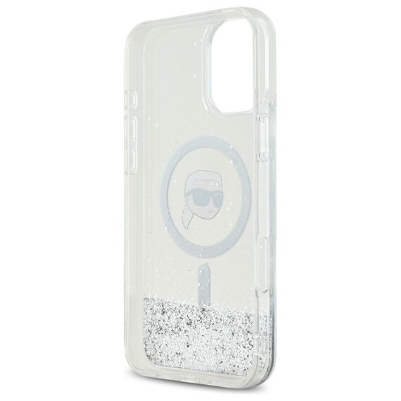 Karl Lagerfeld KLHMP16SLGKISGH iPhone 16 6.1" hardcase transparent Liquid Glitter Karl Head Magsafe - Apple Cases - Cases - Techbox