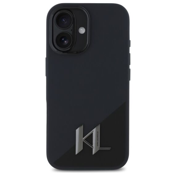 Karl Lagerfeld Silicone Shadow Metal Initial MagSafe iPhone 16 Case - Black | Techbox