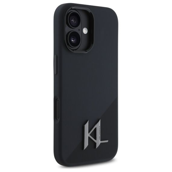 Karl Lagerfeld Silicone Shadow Metal Initial MagSafe iPhone 16 Case - Black | Techbox