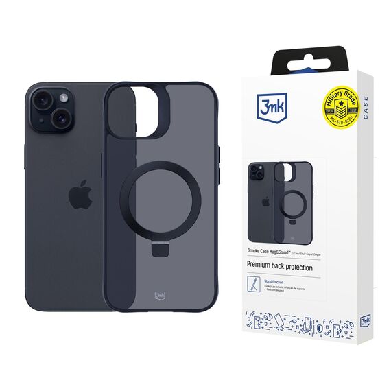 3mk Smoke Case Mag&amp;Stand for Apple iPhone 15 plus - black - Uncategorized Cases (2) - Cases - Techbox