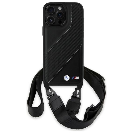 BMW M Edition Carbon Stripe &amp; Strap Case for iPhone 16 Pro Max - Black | Techbox