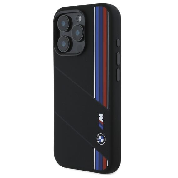 BMW BMHMP16L23SCUK iPhone 16 Pro 6.3" black/black hardcase Silicone Cut Tricolor Lines MagSafe - Apple Cases - Cases - Techbox