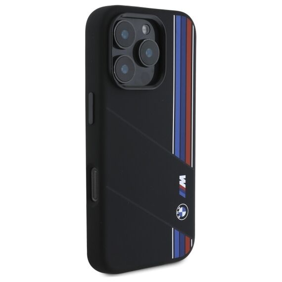 BMW BMHMP16L23SCUK iPhone 16 Pro 6.3" black/black hardcase Silicone Cut Tricolor Lines MagSafe - Apple Cases - Cases - Techbox