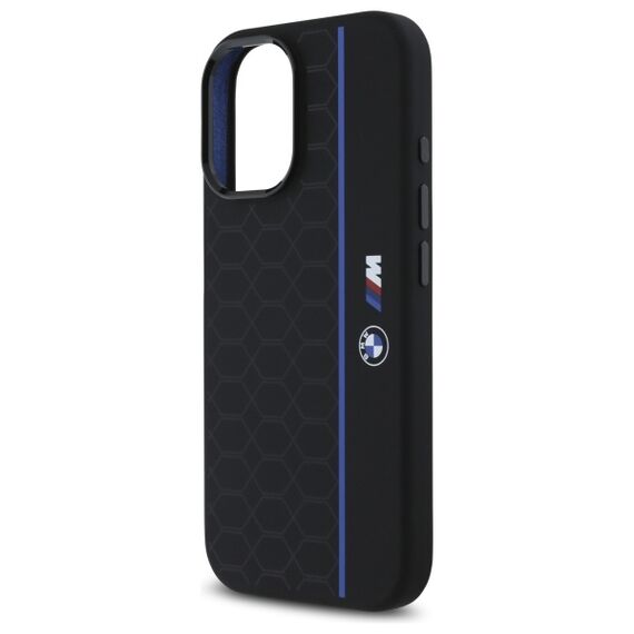 BMW Silicone Hexagon Blue Line MagSafe iPhone 16 Case - Black | Techbox