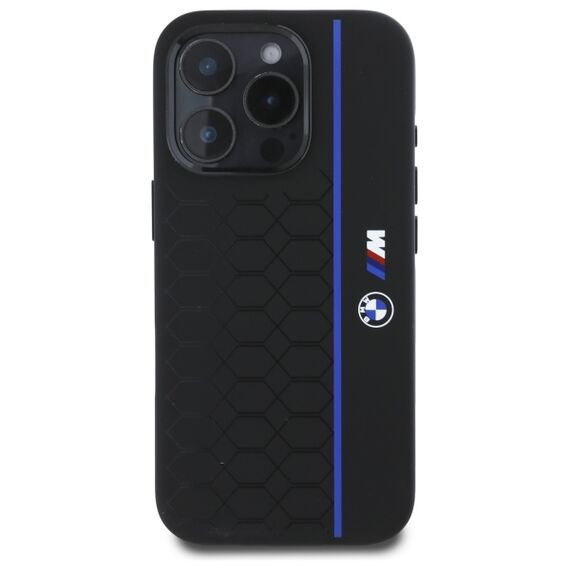 BMW BMHMP16L23SHEB iPhone 16 Pro 6.3" black/black hardcase Silicone Hexagon Blue Line MagSafe - Apple Cases - Cases - Techbox