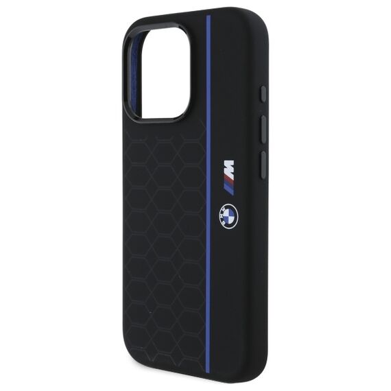 BMW BMHMP16L23SHEB iPhone 16 Pro 6.3" black/black hardcase Silicone Hexagon Blue Line MagSafe - Apple Cases - Cases - Techbox
