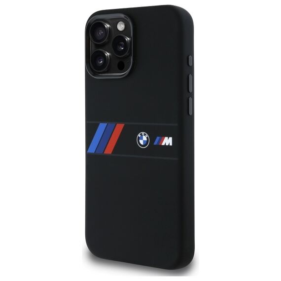 BMW BMHMP16X23SAXK iPhone 16 Pro Max 6.9" black/black hardcase Silicone Middle Stripe MagSafe - Apple Cases - Cases - Techbox