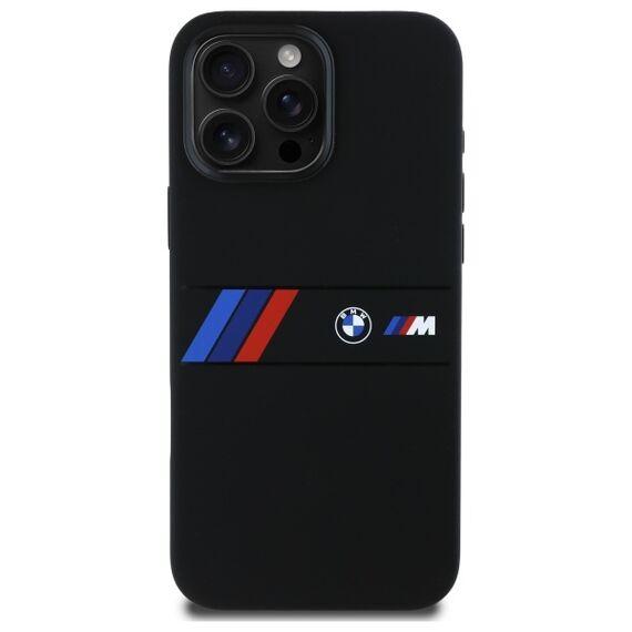BMW BMHMP16X23SAXK iPhone 16 Pro Max 6.9" black/black hardcase Silicone Middle Stripe MagSafe - Apple Cases - Cases - Techbox